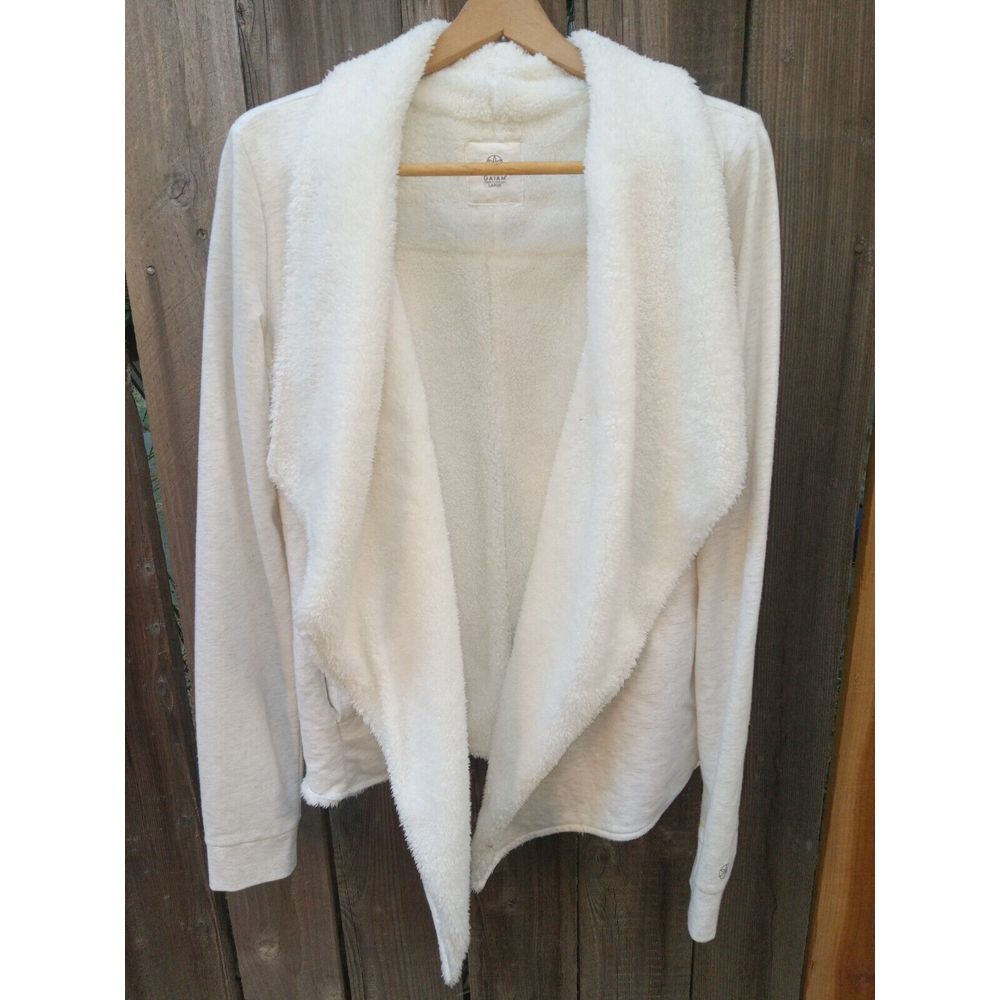 Gaiam‎ Compass Sherpa Open-Front Wrap Yoga Cardigan w/ Pockets Size Large